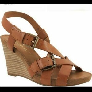 Franco Sarto Brown Leather Gladiator Sandals 8